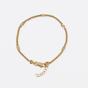 Pulsera Cubana Con Destellos 16cm + Extensor
