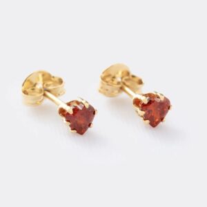 Arete Circonias Corazón Rojo